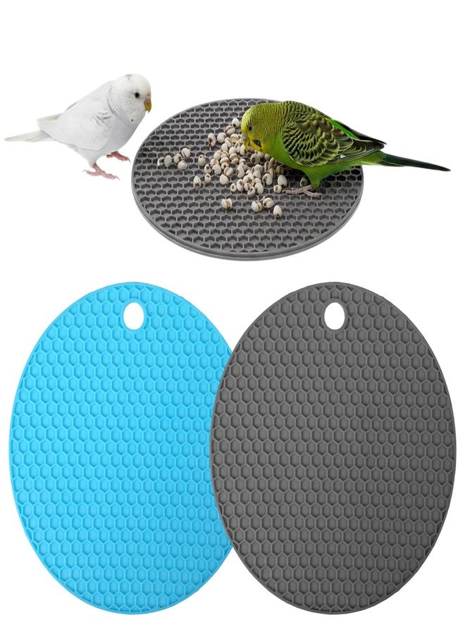 Aeaocvo 2 Pcs Bird Slow Feeder Mats, Bird Foraging Toys, Extend Eating Time, Birds Toy for Parakeet, Cockatiel, African Grey, Conure (Blue & Grey) - Image 1